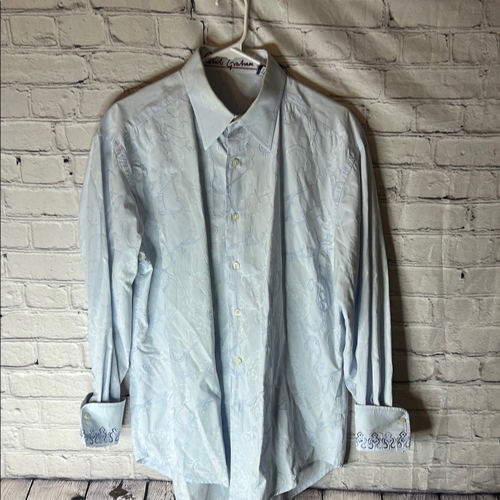 Robert Graham men’s light blue textured dress shirt size large